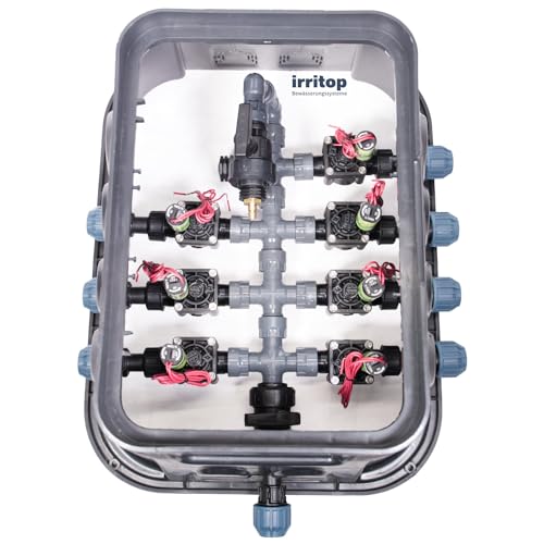 IRRITOP 7er Ventilbox Jumbo Verteiler Hunter PGV 101 Magnetventile Bewässerung für Ø25mm PE-Rohr (Montierbar) (Dichtung O-Ring) von IRRITOP