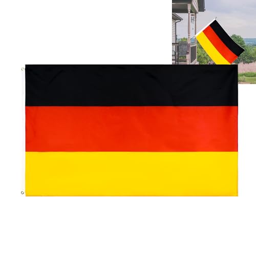 Deutschland Flagge 90X150cm, German Federal Flag with Brass Eyelets, Vibrant Colour and UV-Resistant Canvas Header and Double Stitched Durable Germany Flag (1PC) von Irrun
