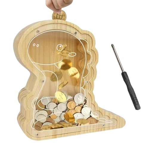 Irtyif Dinosaurier Holz Spardose Kinder Sparschwein Abnehmbare Personalisierte Spardose aus Holz mit Klares Fenster, für Kindergeburtstage, Jungen Mädchen Geschenke Irtyif Dinosaurier Holz Spardose Kinder Sparschwein Abnehmbare Personalisierte Spardose aus Holz mit Klares Fenster, für Kindergeburtstage, Jungen Mädchen Geschenke von Irtyif