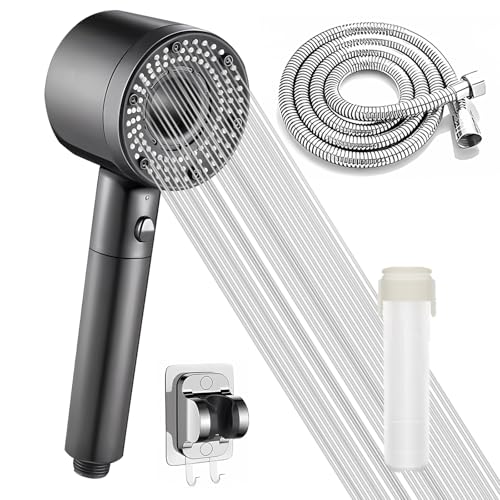 Irtyif Duschkopf Mit Schlauch,Duschbrause,5 Strahlarten Handbrause Dusche,Turbogeladenes Design Hochdruck,Duschkopf Wassersparend,Mit 1.5m Schlauch Und Duschhalterung,für Baden von Irtyif
