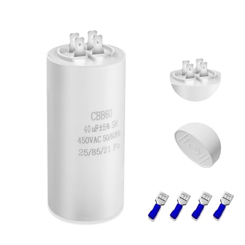 Iruihoo CBB60 40UF Anlaufkondensator Kondensator Motorlaufkondensator Stecker 450V 40µF Capacitor 50/60Hz von Iruihoo