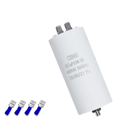 Iruihoo CBB60 60µF Kondensator 450V Kondensator 50/60Hz Anlaufkondensator 60UF Motorlaufkondensator Stecker M8 für Elektromotor Capacitor von Iruihoo