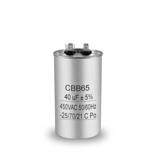 Iruihoo CBB65 40uF Motorkondensator 450V AC 50/60Hz,40µF Anlauf und Betriebskondensator mit Selbstheilung, Metallgehäuse für Klimaanlage, Kühlschrank, Kompressor von Iruihoo