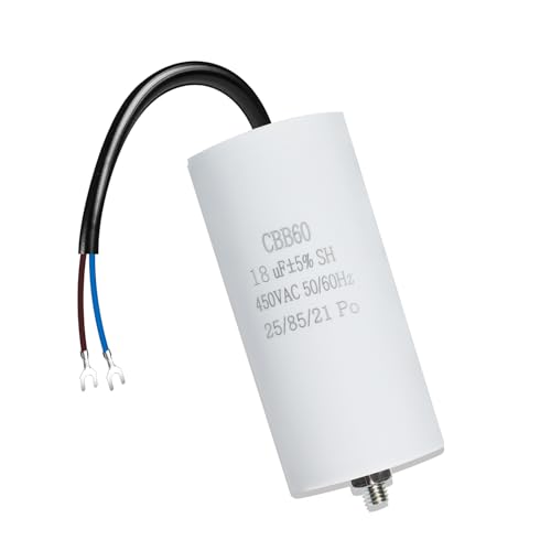 Iruihoo MotorKondensator CBB60 18µF 450V Kondensator 50/60Hz Anlaufkondensator mit Draht M8 Capacitor für Elektromotor von Iruihoo