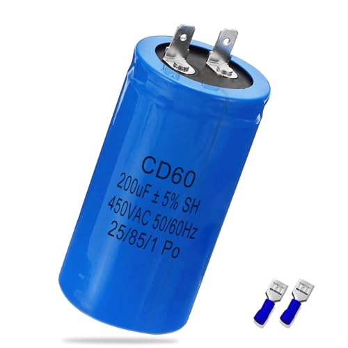Iruihoo CD60 MotorKondensator 200µF 450V Kondensator 50/60Hz Anlaufkondensator 200UF Motorlaufkondensator Stecker für Elektromotor Iruihoo CD60 MotorKondensator 200µF 450V Kondensator 50/60Hz Anlaufkondensator 200UF Motorlaufkondensator Stecker für Elektromotor von Iruihoo