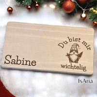 Frühstücksbrett Weihnachts-Wichtel/Schneidebrett/Du Bist Mir Wichtelig/Mit Namen/Holzbrett/Frühstücksbrettchen/Personalisiert/Geschenkidee von IsAriaHerzUndFaden