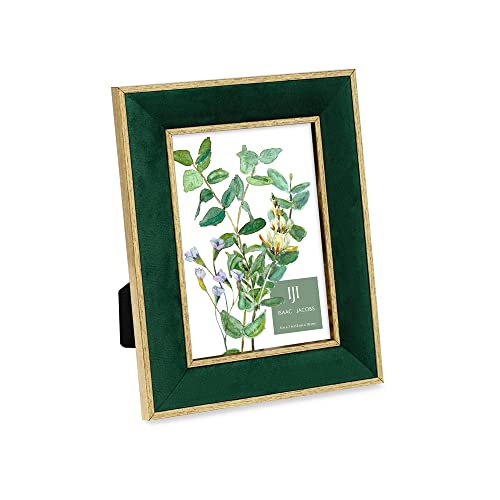 Isaac Jacobs 12.7x17.8 cm, grüner Samt-Bilderrahmen mit metallischem goldfarbenem Doppelrand, Fotorahmen, horizontal und vertikal, für Zuhause und Büro (12.7x17.8 cm, grün mit gold) von Isaac Jacobs