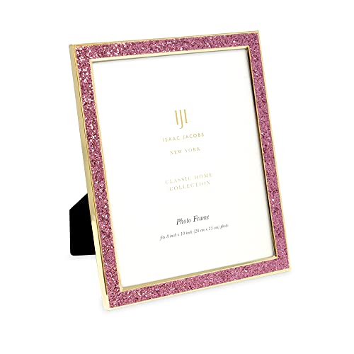 Isaac Jacobs Bilderrahmen, 20.3 x 25.4 cm, Pink Glitter (vertikal & horizontal) und goldfarbener Metall-Bilderrahmen, Regal und Schreibtisch (20.3 x 25.4 cm, rosa Glitzer B/Gold) von Isaac Jacobs