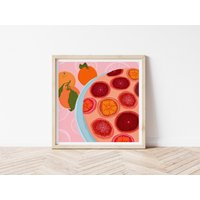 Orangen Stillleben Druck, Food Illustration Print, Küche Wanddeko, Orange Art, Kochen Art Home Décor, Obst Wandkunst von IsabellaFayArts