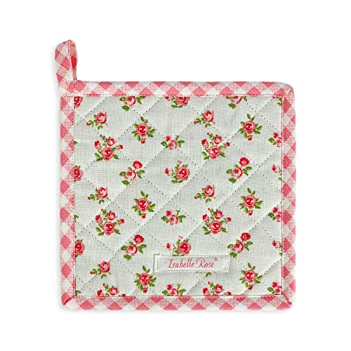 ISABELLE ROSE HOLLY weißer Küchentopfhalter mit rosa Blumen 20x20 cm von Isabelle Rose