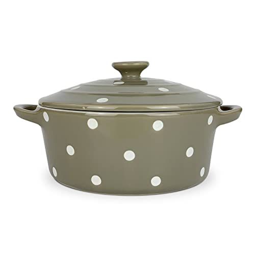 Isabelle Rose IR5410 - Ofen Form mit Deckel, Cocotte, Auflaufform, beige mit weiße Punkte, Polka dot von Isabelle Rose