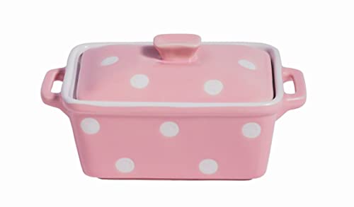 Isabelle Rose - IR5486 - Keramik Butterdose/Mini Backform - rosa mit weißen Punkten/Polka dot von Isabelle Rose