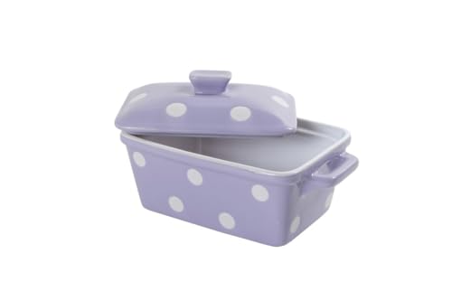 Isabelle Rose - IR5497 - Keramik Butterdose/Mini Backform - Flieder mit weißen Punkten/polka dot von Isabelle Rose
