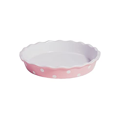 Isabelle Rose - IR5524 - Tarte/Quiche Form - Keramik - rosa mit weißen Punkten von Isabelle Rose