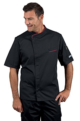 Billard-Kochjacke Half Arm schwarz/rot ISACCO L von Isacco