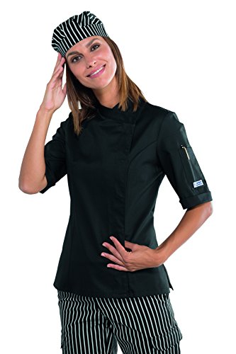 Isacco Lady Snaps Jacke – Schwarz, S, 65% Polyester 35% Baumwolle, halblange Ärmel von Isacco