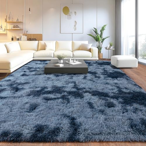 Extra großer Plüschteppich, Hochflor, flauschiger Teppich für Wohnzimmer, großer Plüsch, rutschfest, Zottelteppich, weich, zottelig, für Schlafzimmer, Innenbereich, moderne Heimdekoration, Batikmuster von Isdook