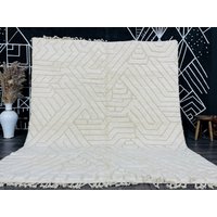 Großer Handgewebter Cremefarbener Teppich, Weißer Schlafzimmer Wohnzimmer Boho Kinderteppich, Chunky Weicher Teppich von Ishekboho