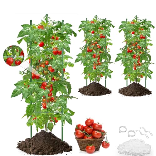 Isheurg Tomaten Rankhilfe 3 Stück,130cm Rankhilfen Gurken Kletterpflanzen,Einstellbar Höhe Garten Rankhilfe für Tomate, Gurken, Rosen, Garten,rankgitter Metall,Mit 50 Stück Pflanzenclips Isheurg Tomaten Rankhilfe 3 Stück,130cm Rankhilfen Gurken Kletterpflanzen,Einstellbar Höhe Garten Rankhilfe für Tomate, Gurken, Rosen, Garten,rankgitter Metall,Mit 50 Stück Pflanzenclips von Isheurg