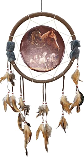 Isideco Indianer Traumfänger mit Pferden - Hängende Dekoration - Hochzeit - Braun - Stoff von Isideco