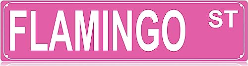 Flamingo St. Schild Neuheit Flamingo Dekor Flamingo Straßenschild Wandkunst Dekor für Zuhause Bauernhaus Bar Cafe Man Cave 40,6 x 10,2 cm von IskadO
