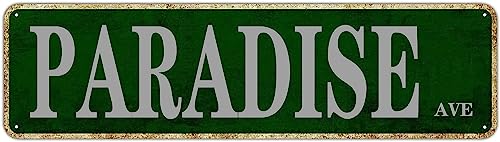 Paradise Ave Schild Neuheit Paradies Dekor Paradies Straßenschild Wandkunst Dekor für Zuhause Bauernhaus Bar Cafe Man Cave 40,6 x 10,2 cm von IskadO