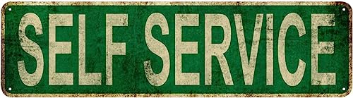 Self Service Schild Neuheit Self Service Decor Self Service Straßenschild Wandkunst Dekor für Zuhause Bauernhaus Bar Cafe Man Cave 40 x 10 cm von IskadO