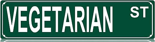 Vegetarisches St. Schild Neuheit Vegetarische Dekoration Vegetarisches Straßenschild Wandkunst Dekor für Zuhause Bauernhaus Bar Cafe Man Cave 40 x 10 cm Vegetarisches St. Schild Neuheit Vegetarische Dekoration Vegetarisches Straßenschild Wandkunst Dekor für Zuhause Bauernhaus Bar Cafe Man Cave 40 x 10 cm von IskadO