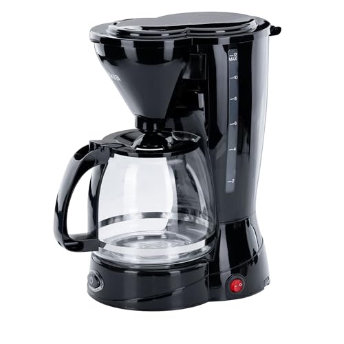 Iskra Filterkaffeemaschine mit Heizplatte, 1,5L Glaskanne, Herausnehmbarer Dauerfilter, 1,2L Wassertank, Kaffeemaschine mit waschbarem Filter, 800 Watt, Schwarz von Iskra