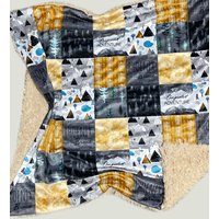Personalisierte Berg Und Wald Stück Minky Decke, Schmusetuch, Baby Mädchen, Jungen von IslaandEvelynDesigns