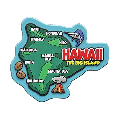 Hawaii Gummimagnet Big Island Karte 3,5 x 3 x 0,25 cm (B x H x T) von Islander