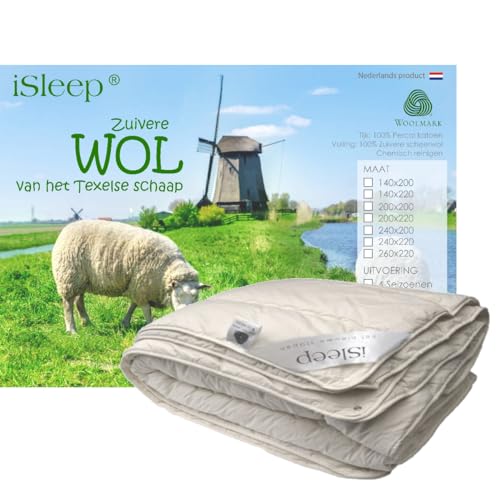 Isleep Wolle 4-Jahreszeiten Steppbett - 100% Wolle (140x200 cm) von Isleep