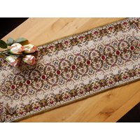 Bezaubernder Brokat-Tischläufer 95 X 33 cm/Läufer Deckchen - 50Er/60Er Jahre Vintage Zierdeckchen Tischläufer von IsoKos