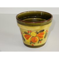 Blumenübertopf Aus Keramik Mit Handmalerei Von Schramberg - Blumentopf Übertopf Vintage 70Er/80Er Jahre von IsoKos