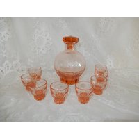 Rosa Likör-Set Schnaps-Set Karaffe Mit 8 Gläsern - Likörglas Schnapsglas Rosalin von IsoKos