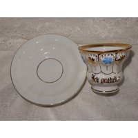 Uralte Kaffeetasse Mit Untertasse "Ich Gratuliere" von IsoKos