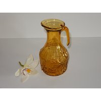Vase Krug Glasvase 70Er Jahre Aus Italien - 23 cm Vintage Bernsteinfarbig von IsoKos