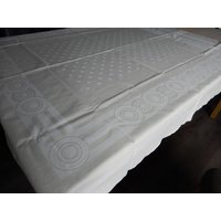 Zartgelbe Baumwoll-Tischdecke Damasttischdecke - 127 X 145 cm Vintage M 2 von IsoKos