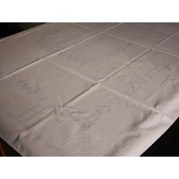 Zartrosafarbene Baumwoll-Tischdecke Irisette Scotchgard Damasttischdecke - 128 X 157 cm Vintage M 3 von IsoKos