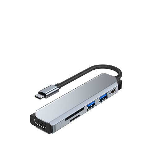 Isobel USB C Hub Multiport Adapter 6 IN 1 Type C Hub with 4K HDMI USB 3.0 Data Transfer, 87W Power Deliver(PD), SD/TF Card Reader USB C Adapter for MacBook Pro Air Surface Pro Book 3, iPad Pro, XPS von Isobel