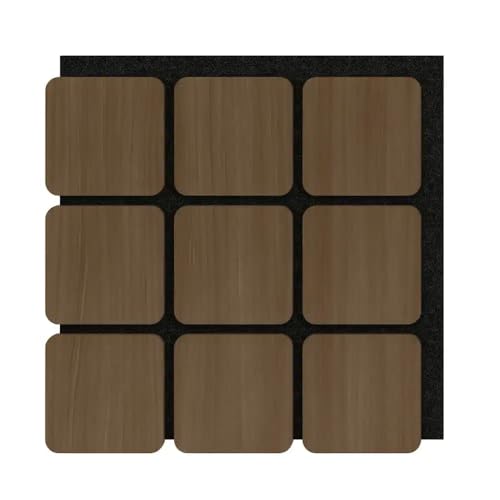 Quadratische Akustikpaneele Wandverkleidung – Dunkel geräucherte Natur-Eiche Braun Schwarz mit schwarzem Filz – | Schallschutz & Schalldämmung | Moderne Holzpaneele für Büro, Wohnzimmer & Gaming von Isodeco