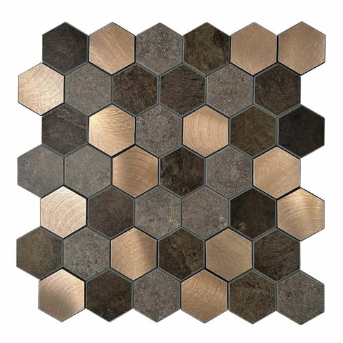 Selbstklebende Mosaik-Wandpaneele Wandverkleidung – Hexagon mit V-Fuge in Bronze, Braun, Kupfer & Gold – Modell MK20 | Selbstklebemosaik für Küche, Bad & Wohnzimmer Selbstklebende Mosaik-Wandpaneele Wandverkleidung – Hexagon mit V-Fuge in Bronze, Braun, Kupfer & Gold – Modell MK20 | Selbstklebemosaik für Küche, Bad & Wohnzimmer von Isodeco