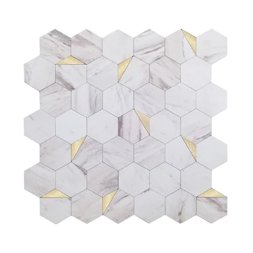 Selbstklebende Mosaik-Wandpaneele Wandverkleidung – Marmor Weiß mit Gold-Akzenten – Modell MK10 | Selbstklebemosaik für Küche, Bad & Wohnzimmer Selbstklebende Mosaik-Wandpaneele Wandverkleidung – Marmor Weiß mit Gold-Akzenten – Modell MK10 | Selbstklebemosaik für Küche, Bad & Wohnzimmer von Isodeco