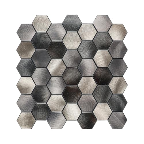 Selbstklebende Mosaikfliesen Wandverkleidung – Hexagon mit V-Fuge in Kobalt, Anthrazit & Gold – Modell MK23 | Selbstklebemosaik für Küche, Bad & Wohnzimmer von Isodeco