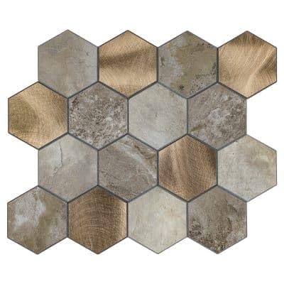Selbstklebende Mosaikpaneele Wandverkleidung – XL Hexagon mit V-Fuge in Medium Beige – Modell MK25 | Selbstklebemosaik & Wandfliesen für Küche, Bad & Wohnzimmer von Isodeco