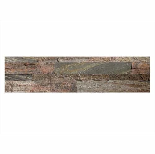 Selbstklebende Naturstein Riemchen Wandverkleidung – Schiefer Forest Fire – 60×15 cm – Modell KN09 | Naturstein-Verblender mit 3M Klebefolie für Küche, Bad & Wohnzimmer von Isodeco