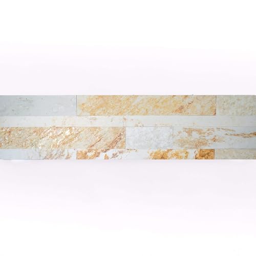 Selbstklebende Naturstein Riemchen Wandverkleidung – Schiefer Himalaya Gold – 60×15 cm – Modell KN01 | Naturstein-Verblender mit 3M Klebefolie für Küche, Bad & Wohnzimmer Selbstklebende Naturstein Riemchen Wandverkleidung – Schiefer Himalaya Gold – 60×15 cm – Modell KN01 | Naturstein-Verblender mit 3M Klebefolie für Küche, Bad & Wohnzimmer von Isodeco