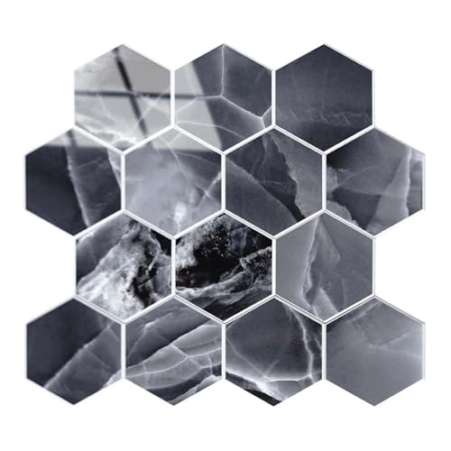 Wandverkleidung Selbstklebemosaik/Selbstklebende XL Hexagon Mosaikfliesen – Hochglanz Onyx Anthrazit Wandverkleidung Selbstklebemosaik/Selbstklebende XL Hexagon Mosaikfliesen – Hochglanz Onyx Anthrazit von Isodeco