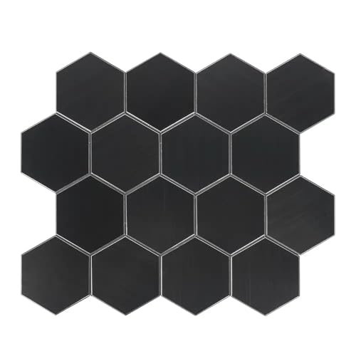 Wandverkleidung Selbstklebemosaik Selbstklebende Mosaikfliesen XL Hexagon - V-Fuge - Matt Schwarz MK38 von Isodeco