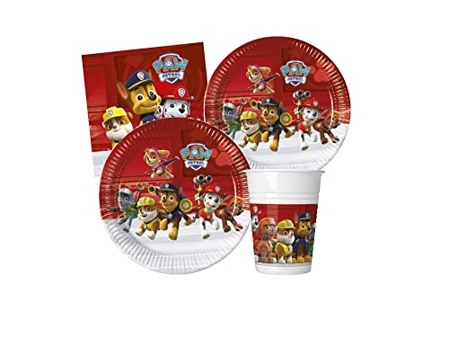 Isola Party Paw Patrol Umweltfreundliches Geburtstagsparty-Set (24 Teller, 24 Tassen, 40 Servietten) (2–6 Jahre) von Isola Party